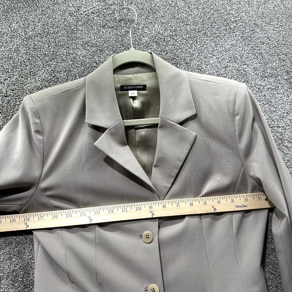 Eileen Fisher Blazer Jacket Women Small Gray 3 Button Notch Lapel Office Career - Picture 10 of 13